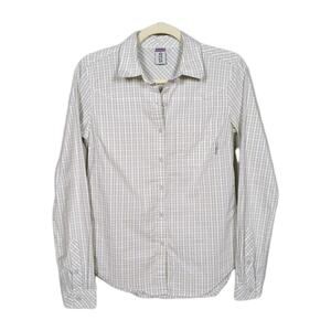 STIO Grey Gingham Check Bircher Shirt Long Sleeve Button Up Women's Small